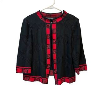 🔥Ming Wang beautiful black with red cropped open front cute trendy blazer